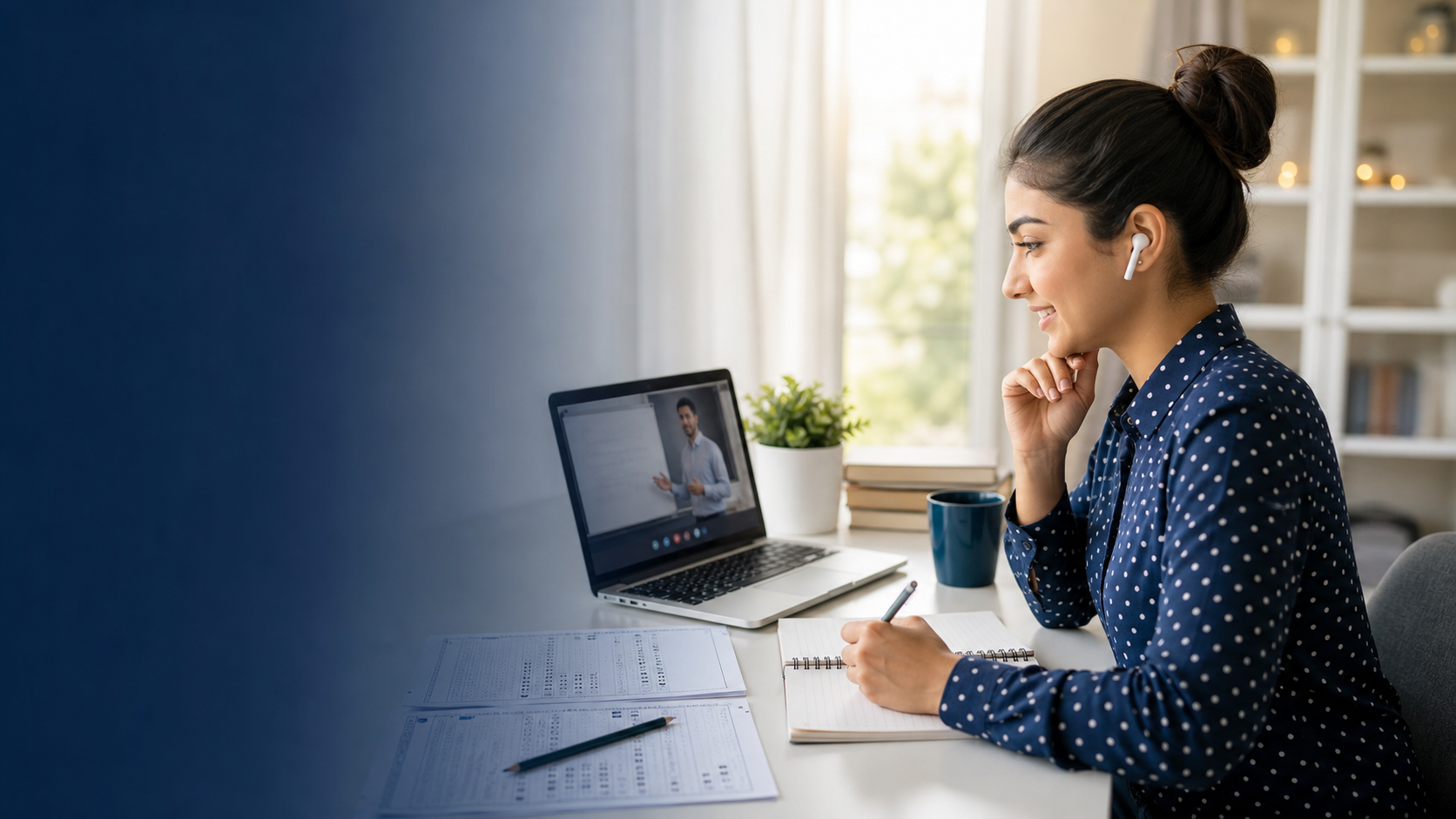 Student attending an online IELTS preparation class